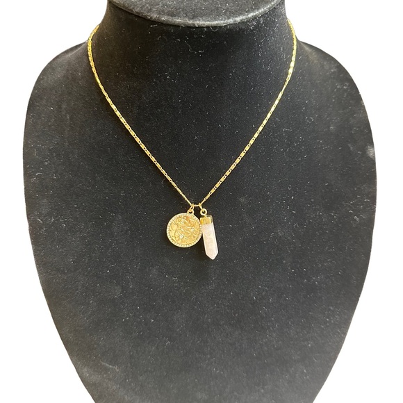 Steve Madden Necklace Womens Evil Eye Quartz Celestial Charm Crystal Gold - Picture 4 of 9